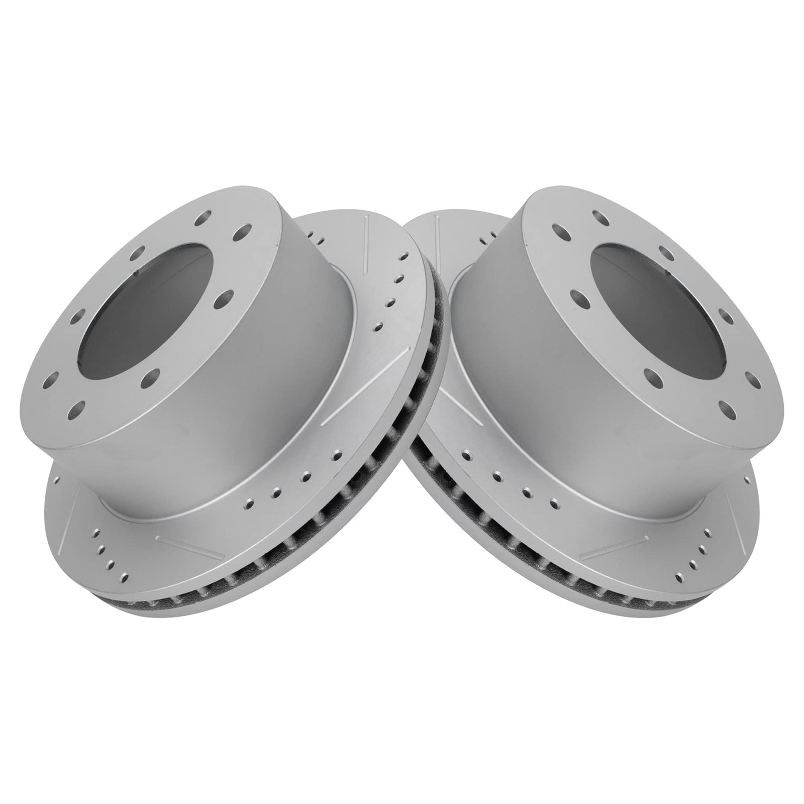 Trq Performance Rear Drilled Slotted Coated Brake Rotor Set For Gm Truck Van
