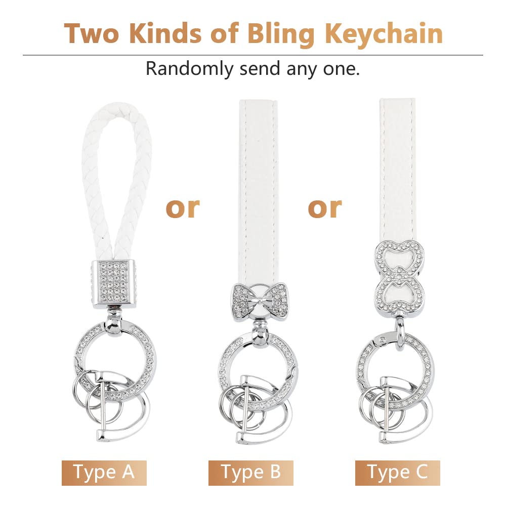 Pifoog Key Fob Cover For Mitsubishi Lancer Outlander Mirage Accessories Soft Tpu 3 Buttons Smart Keys Case Shell Protector Glitter Keychain Girl Women White Silver