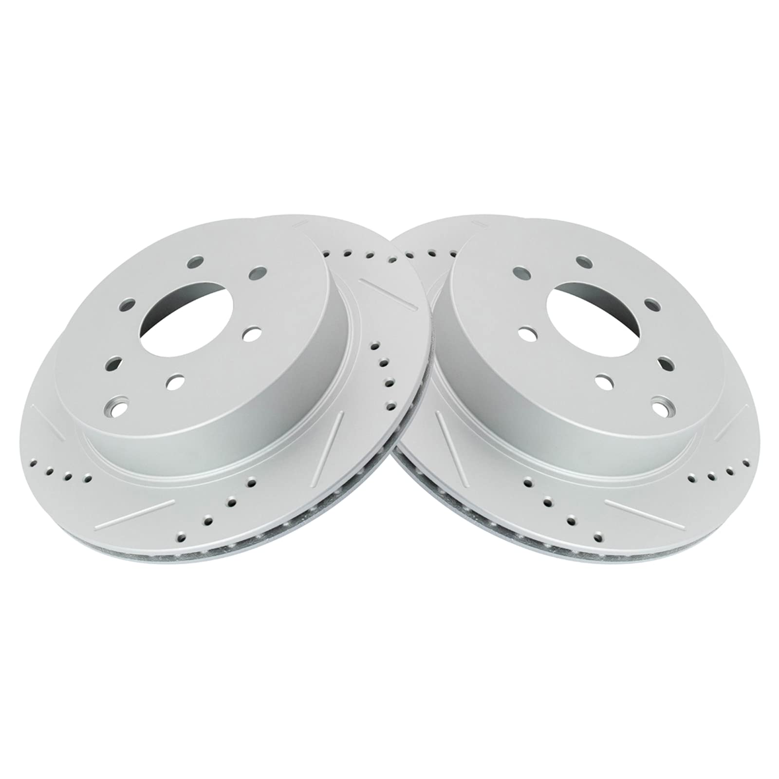 Trq Rear Brake Rotors Set Performance Premium G-Coated Slotted X Drilled Driver & Passenger Side Compatible With 2005-2012 Nissa