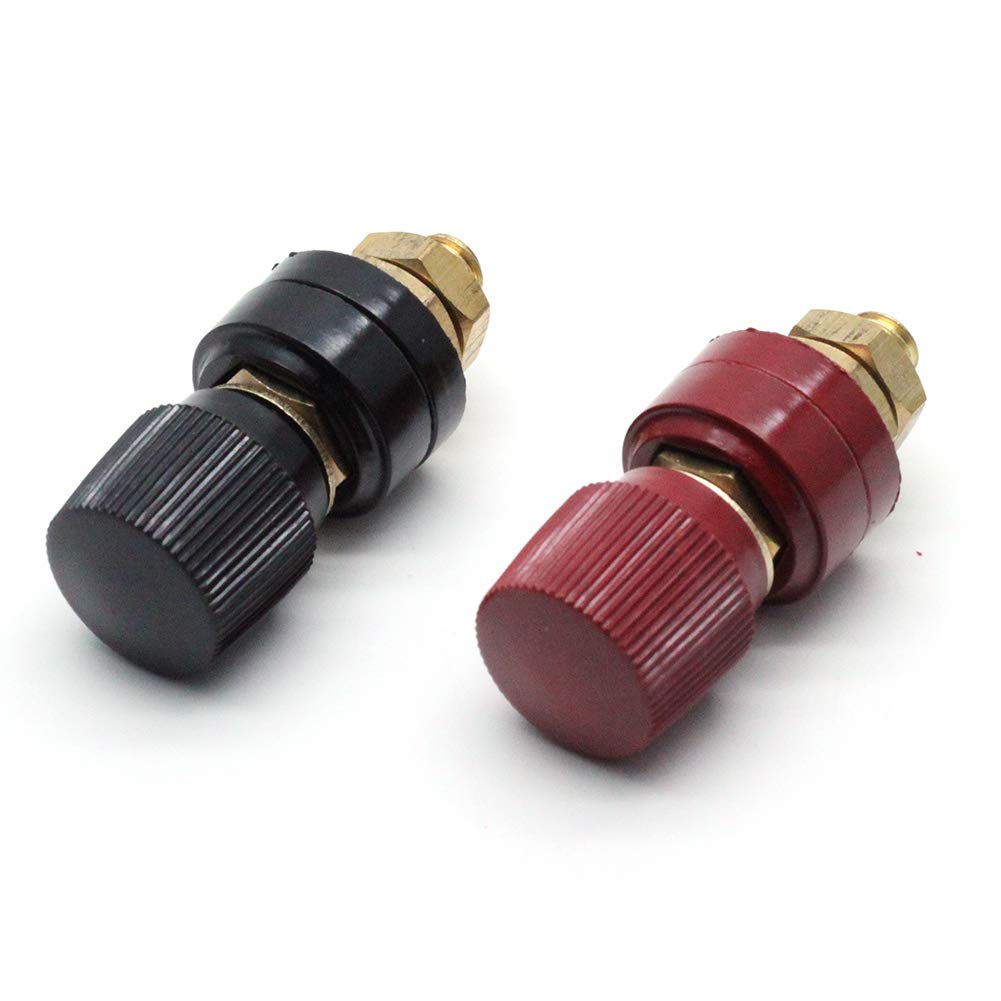 LC LICTOP Premium Remote Battery Power Junction Post Connector Kit, 5/16” Stud, Copper, Pack of 2, Red & Black
