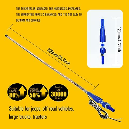 HONLEEX RGB Whip LED Lights - 3FT Waterproof Auto Strobe Antenna Light for Off-Road ATV UTV RZR Truck Boat - R-G-B Color