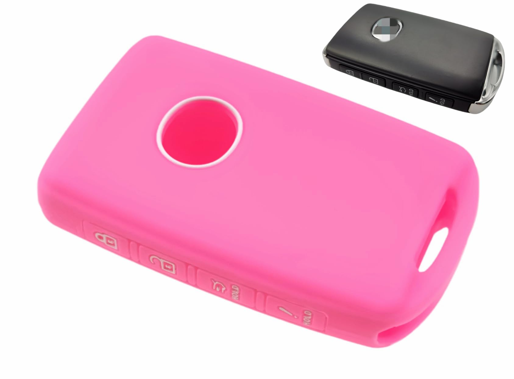 REPROTECTING Silicone Rubber Key Fob Cover for 2019-2025 Mazda 3/6/CX Series, Black Pink, 8*5 Size