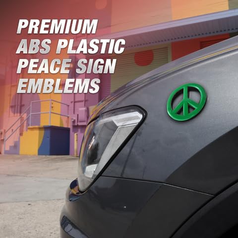 Revolution Car Badges Premium Car Emblems - Heavy Duty 3D Peace Sign Logo - Long Lasting High Quality Materials - Easy Mounting