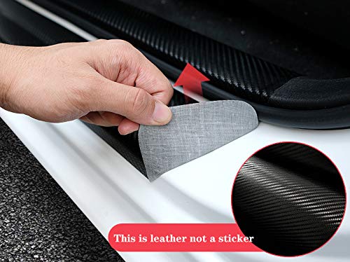 Maxdool 4Pcs Car Door Sill Protector Reflective 4D Carbon Fiber Sticker Decoration Door Entry Guard Door Sill Scuff Plate Stickers Compatible With Silverado Off Road (Blue)