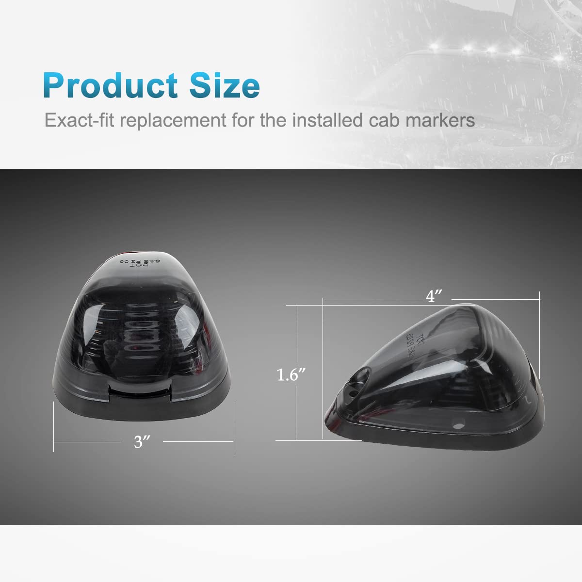 Partsam 5X Smoke Cab Marker Top Roof Light + 5X Amber T10 Led Lights Assembly Compatible With E150 E250 E350 E450 F150 F250 F350
