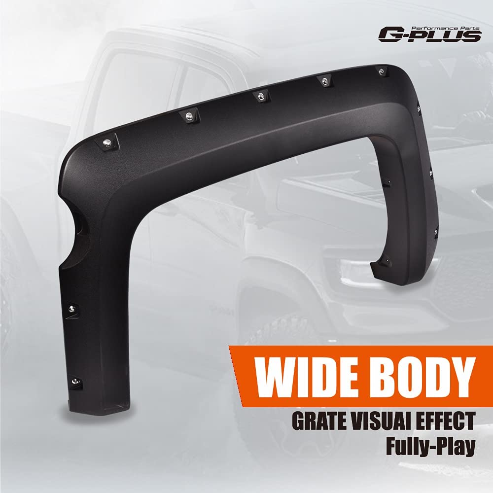 G-PLUS Fender Flares, Compatible with 2014-2018 Chevy Silverado 2500HD/3500HD, (Fit Fleetside with 69.3'' Short Bed Crew Cab Mod