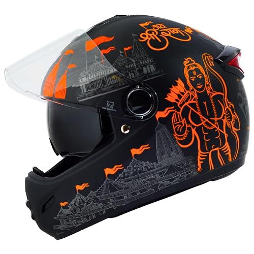 Steelbird Sbh34 Jai Shree Ram Reflective Isi Certified Full Face Graphic Helmet For Men And Women With Inner Smoke Sun Shield (