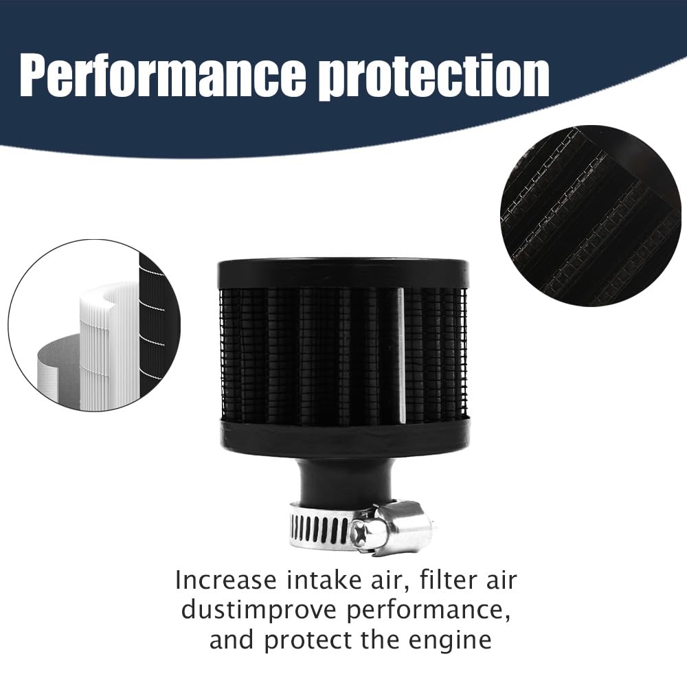 WINUERK Breather Filter, Air Filter Valve Cover Breather, 12mm Mini Air Filter Vent Crankcase Breather, Air Filter Cold Air Inta