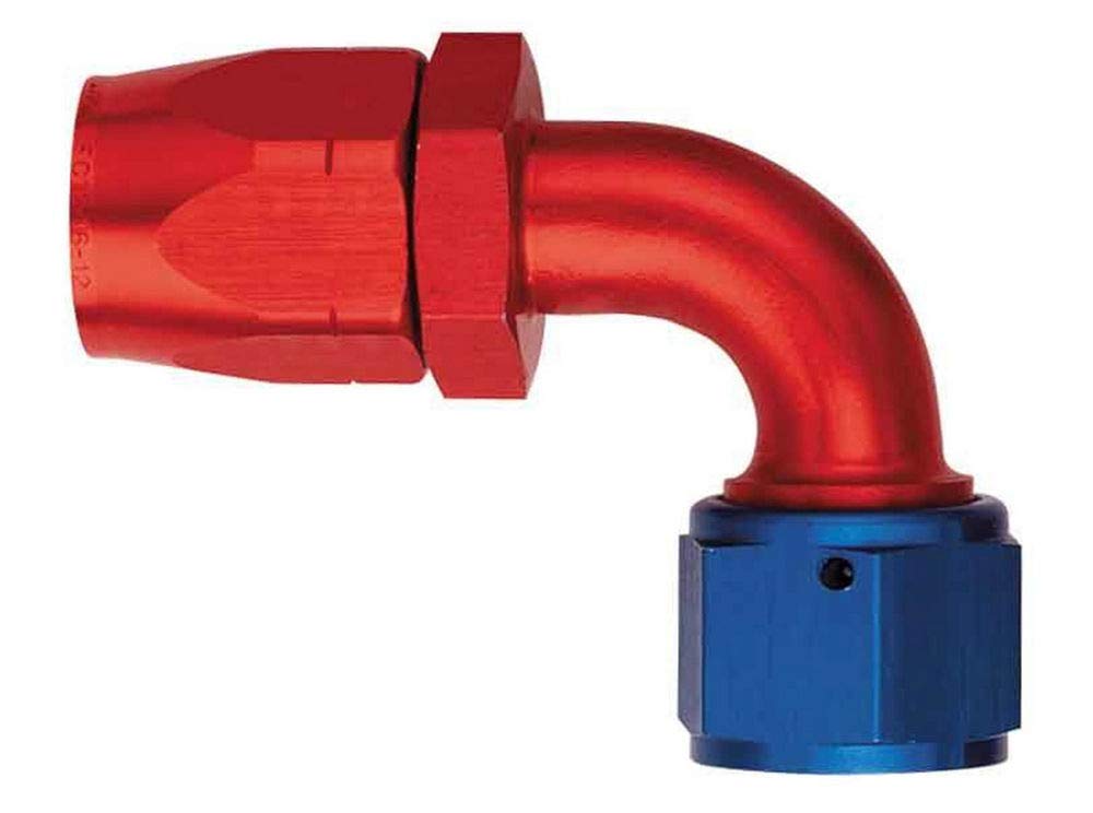 Aeroquip FCM1032 Red and Blue Aluminum Anodized -06AN 90-Degree Hose Fitting