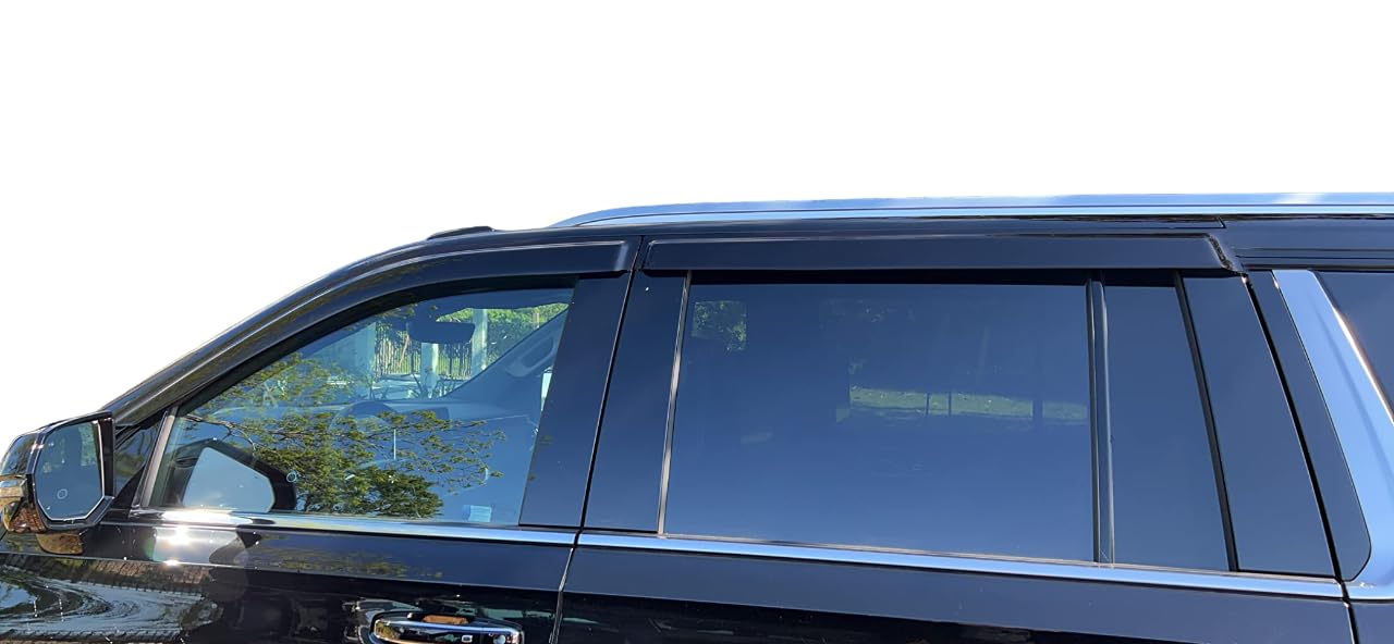 2021-2025 Tape-On Rain Guards For Chevrolet Suburban (Chevy) & For Gmc Yukon Xl Side Window Visor Deflectors Extra Thick Vent Sh