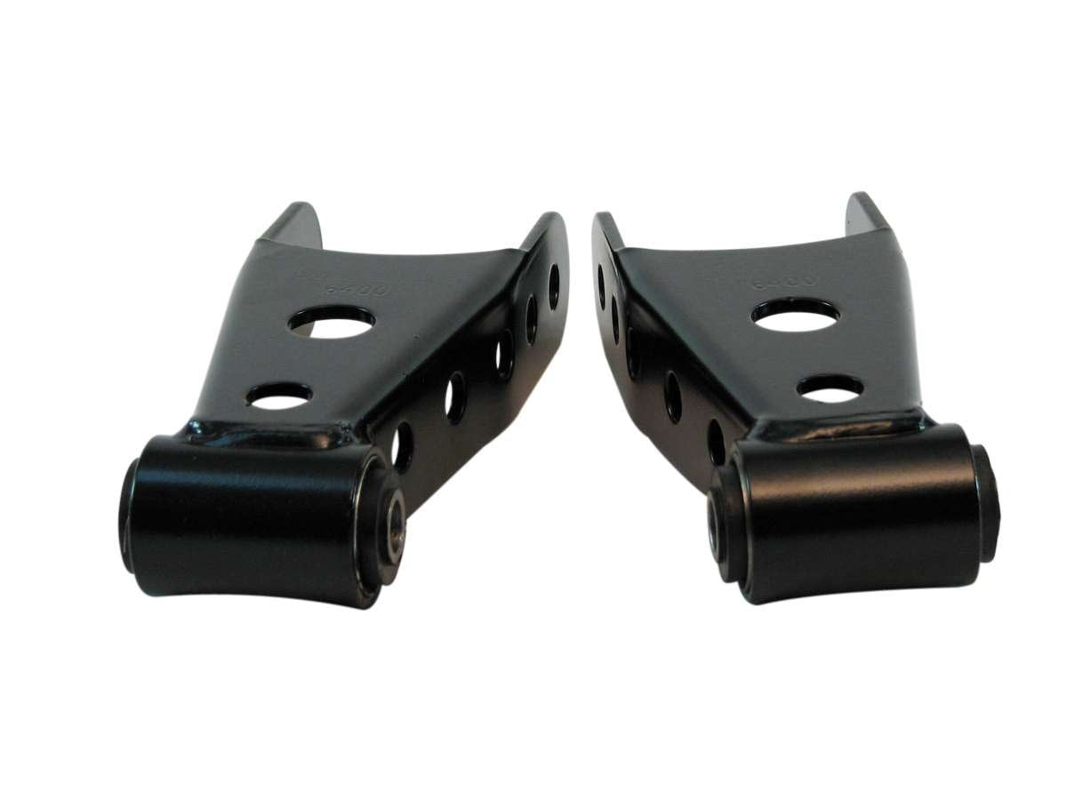 Belltech Spring Shackle Pair for GM Fullsize Truck 1988-2018, 2 in Lowering, Alloy Steel, Black Powder Coat, Model 6400