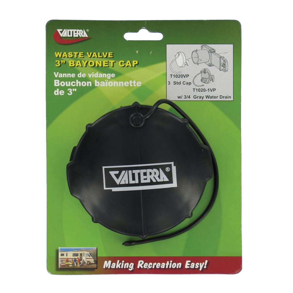 Valterra T1020VP Waste Valve Cap - 3 Bayonet, Black