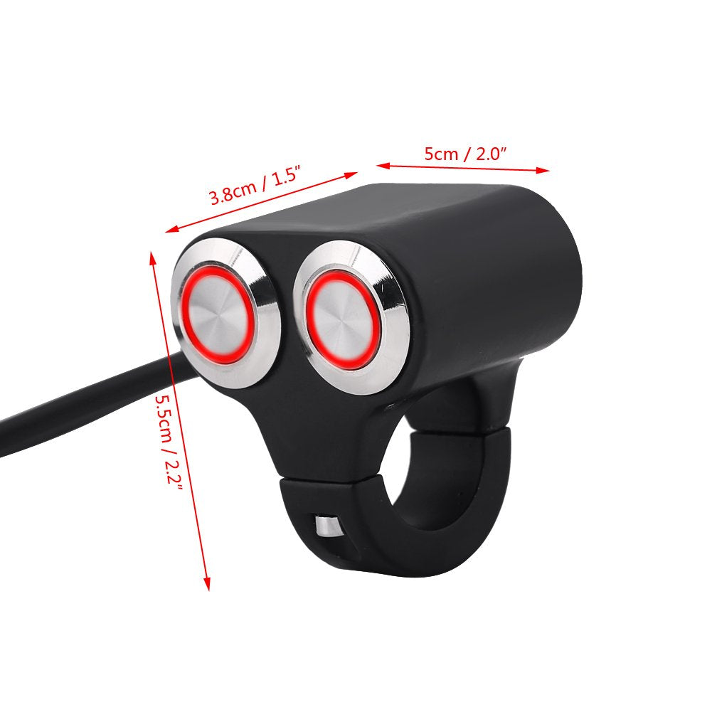 7/8inch 22mm Motorcycle Switch Handlebar, Universal Motorbike Handlebar On/Off Grip Switches Brake Fog Headlight Handle Self-Ret