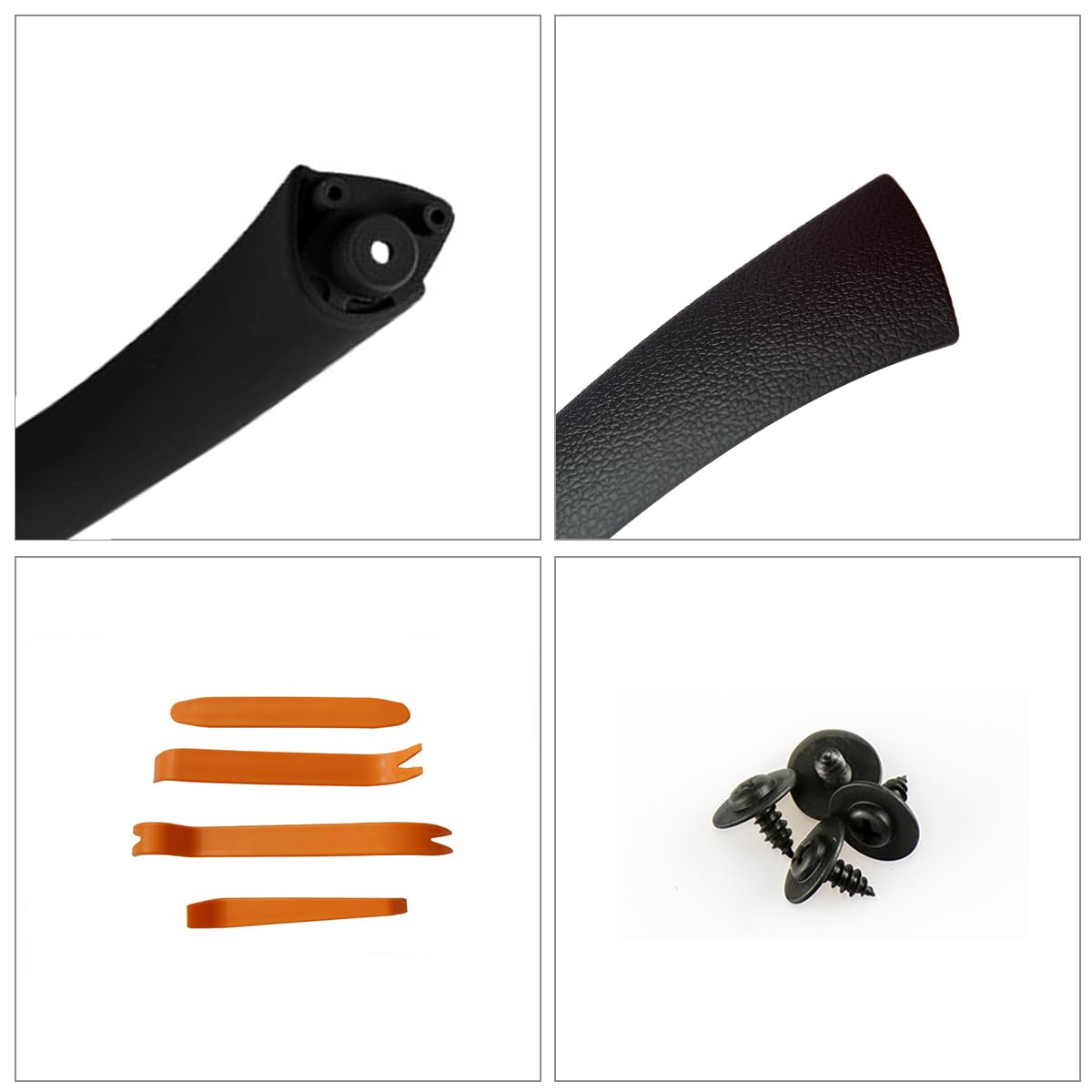 Black Right Front Side Interior Door Panel Handle And Door Pull Outer Trim Cover W/ Fasteners Replacement For Bmw E90 E91 3 Seri