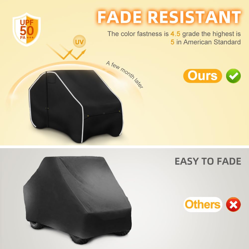 Zenicham Fade And Tear Resistant Utv Cover With Reflective Strips,600D Heavy-Duty Waterproof 2-3 Seater Side By Side Covers Fit For Polaris Rzr Yamaha Can-Am Honda Kawasaki (Black, 134Lx70Wx75H)