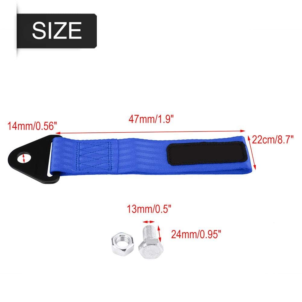 Tow Strap, Universal High Strength Racing Car Tow Strap Tow Rope for Front Rear Bumper Towing Hook Blue