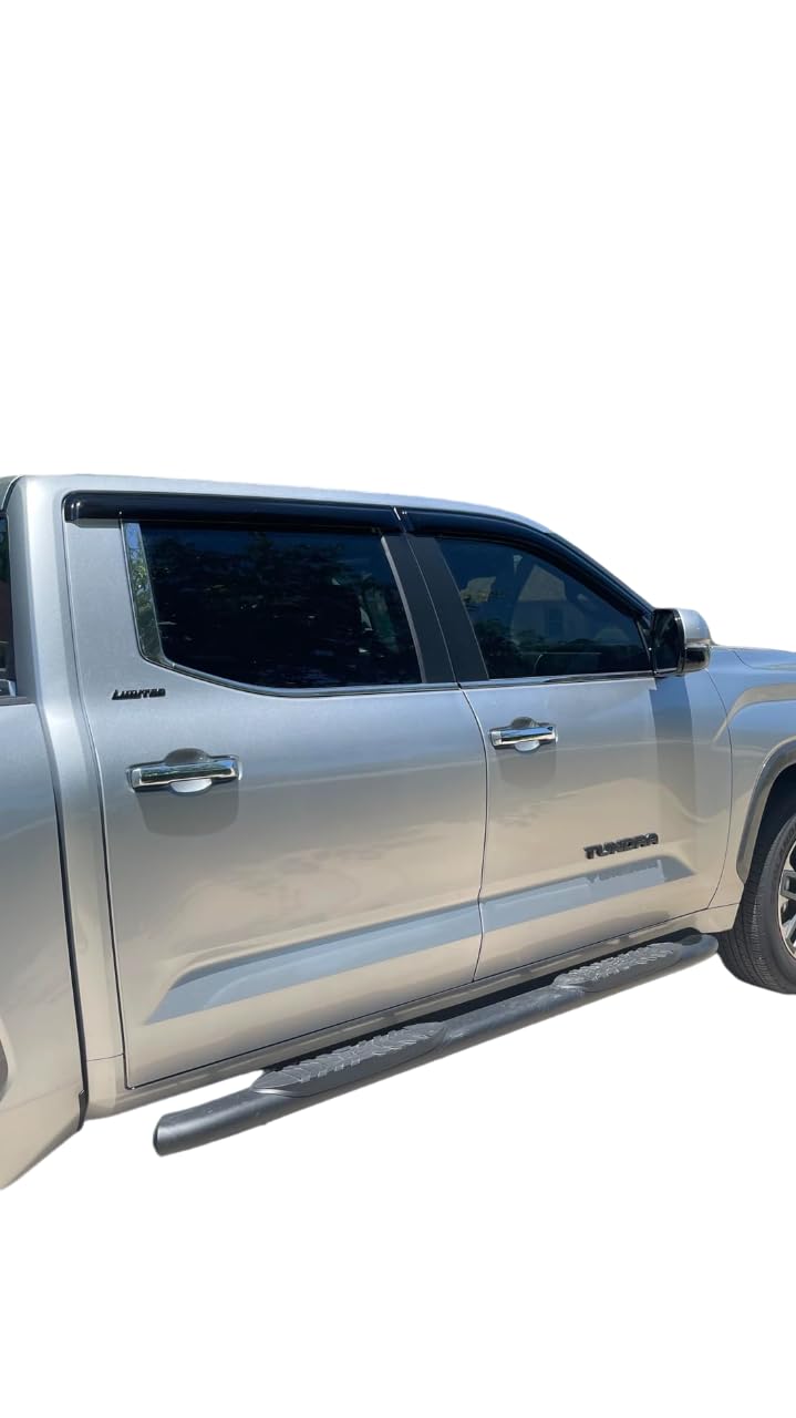 2022-2025 Tape-On Rain Guards For Toyota Tundra Crewmax Side Window Visor Deflectors Sr Sr5 Limited Platinum Trd Pro Capstone I-
