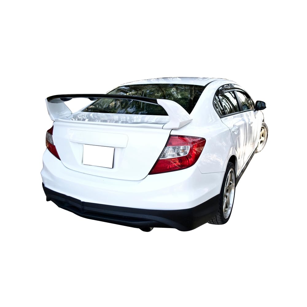 IKON MOTORSPORTS Trunk Spoiler for 2012-2015 Honda Civic, Unpainted ABS Rear Wing Tail Roof Top Lid