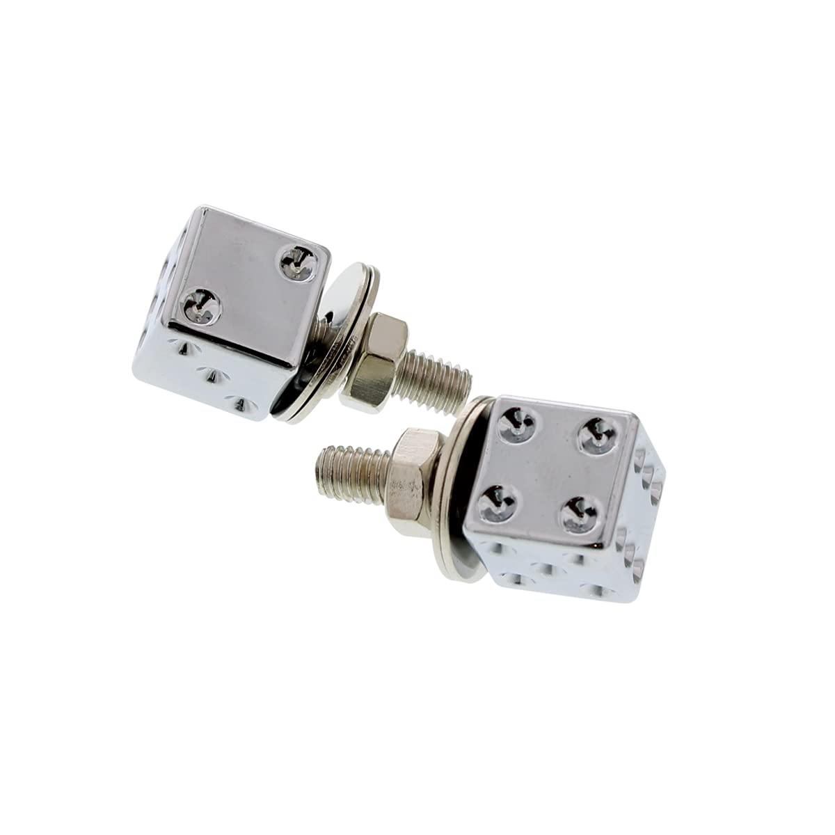 United Pacific 70070 Chrome Dice License Plate Fastener (Set Of 2)