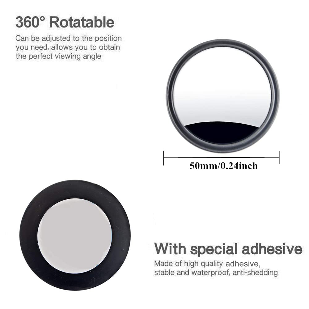 2 pcs Blind Spot Mirrors, 2'' Round HD Glass Convex 360 Wide Angle Side Rear View Mirror with ABS Housing for Cars SUV and Truck