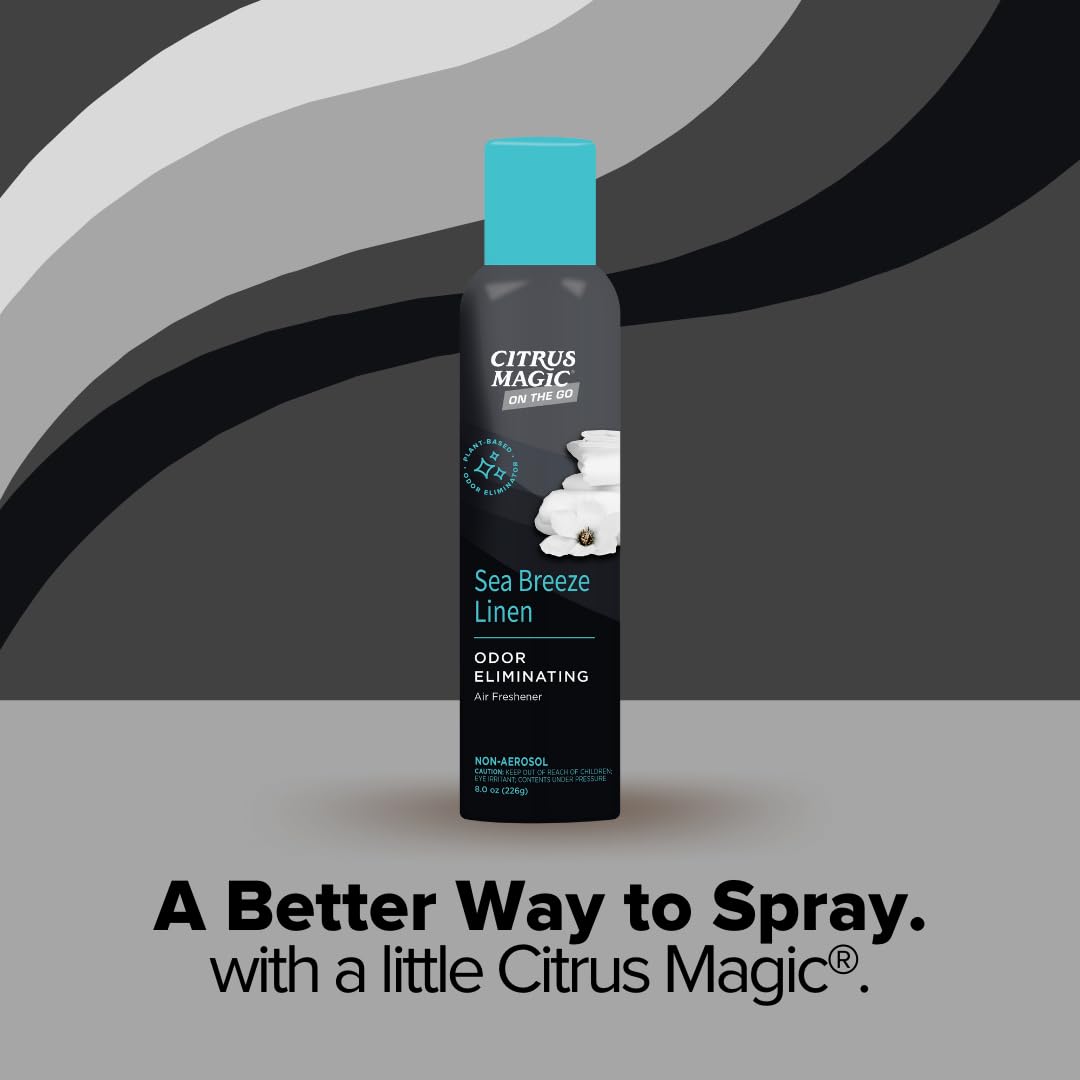 Citrus Magic On The Go Odor Eliminating Air Freshener Spray For Auto, Sea Breeze Linen, 8-Ounce, Pack Of 2