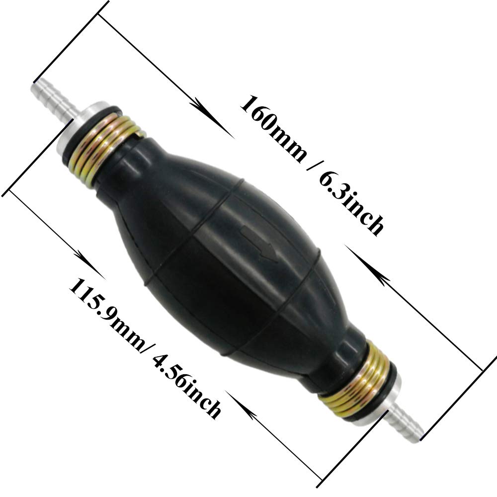 Automotive-leader 6mm 1/4'' Rubber Fuel Transfer Vacuum Fuel Line Hand Primer Pump Bulb Type Black Bulb Type for Marine Boat Acc