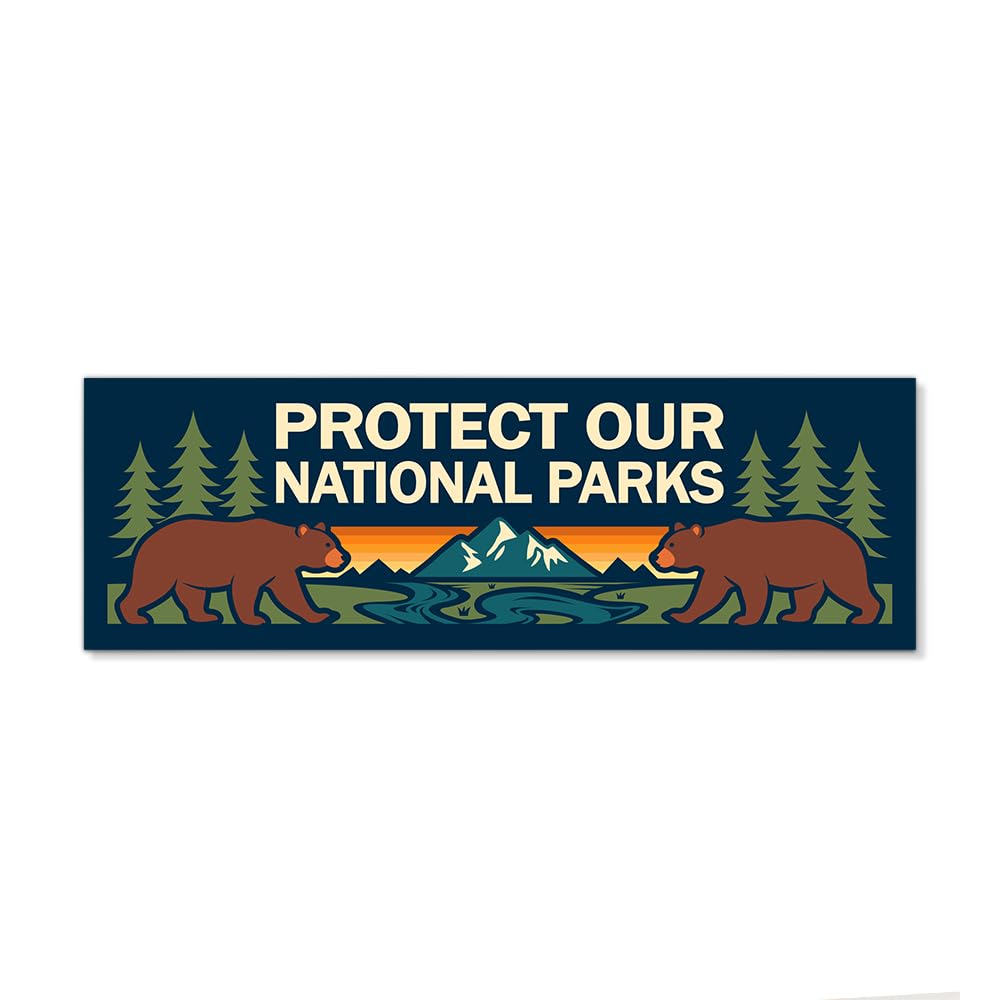 JMYROG Protect Our National Parks Car Bumper Magnet Sticker, Retro Wildlife Conservation Waterproof Car Sticker, Social Justice 