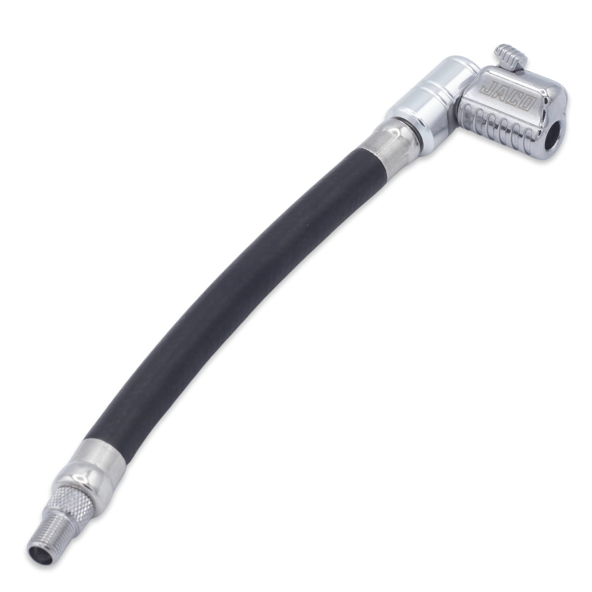 Jaco Lightning L2X Tire Inflator Hose Extension Self Locking Nozzle | Patented Lock-On Air Hose Adapter For Tire Pumps (Open Flow)
