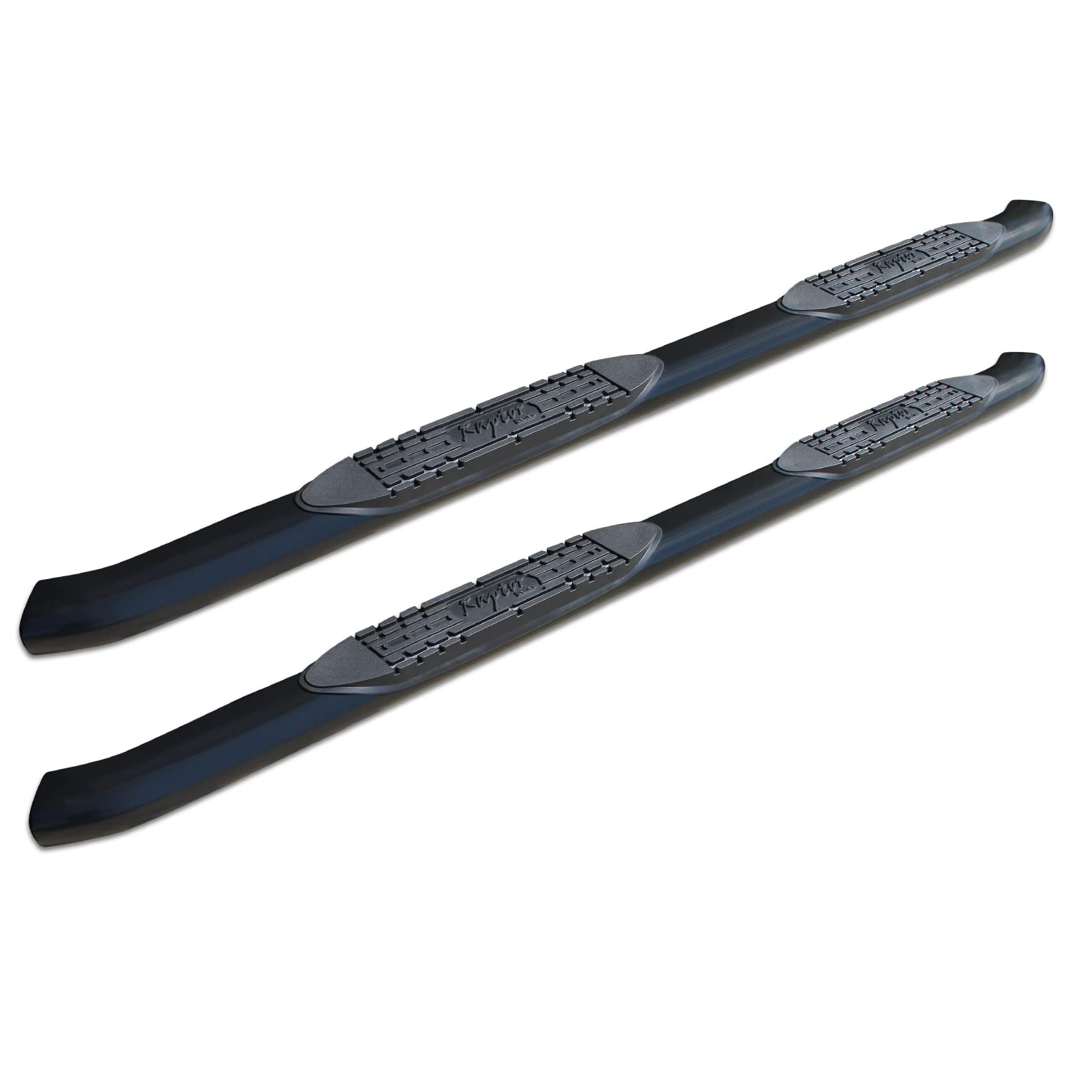 Raptor Series Nerf Bars Side Steps 4In Oval Black Curved For New Body 2019-2025 Dodge Ram 1500 Quad/Extended Cab