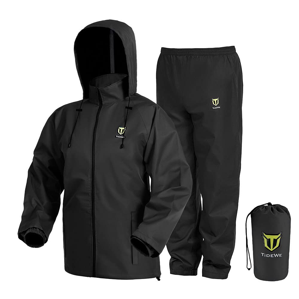 TIDEWE Waterproof Rain Suit - Breathable Lightweight Rainwear, Black, Size S, Model RS002-BK-S-NEW