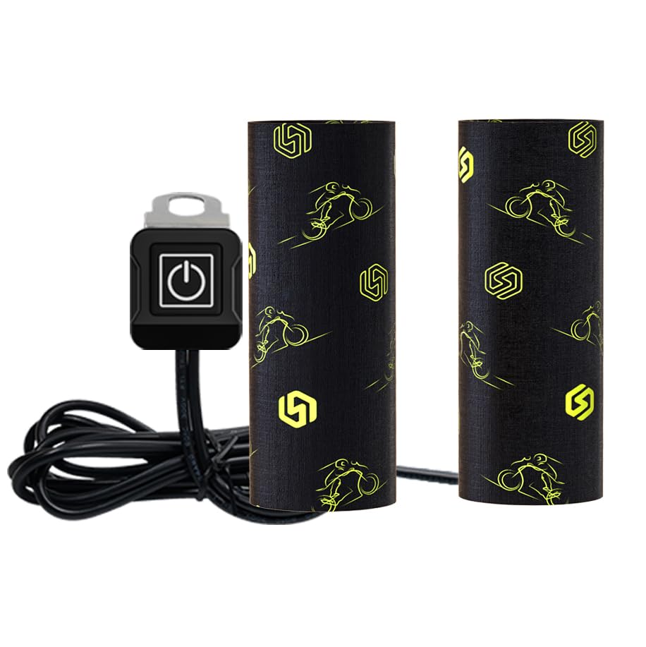 SOBMOTO 12V Heated Grip Wraps for Motorcycle/ATV/Snowmobile, Direct Battery or Acc Powered, Wrap-Around Design, 3 Heat Levels, I