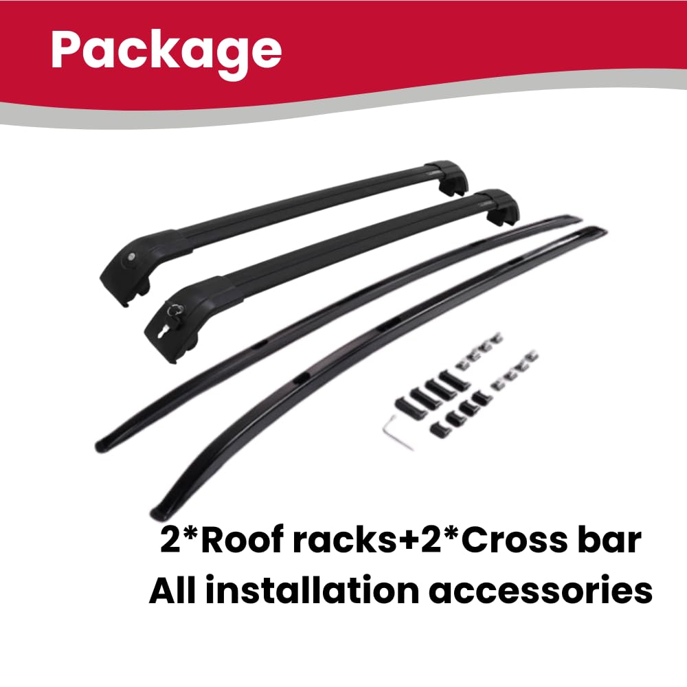 Roof Rack Cross Bars Fit For 2015-2022 Honda Vezel Hrv Hr-V Side Rails Aluminum Cross Bar Replacement For Rooftop Cargo Carrier Bag Luggage Kayak Canoe Bike Snowboard Skiboard(4Pcs)