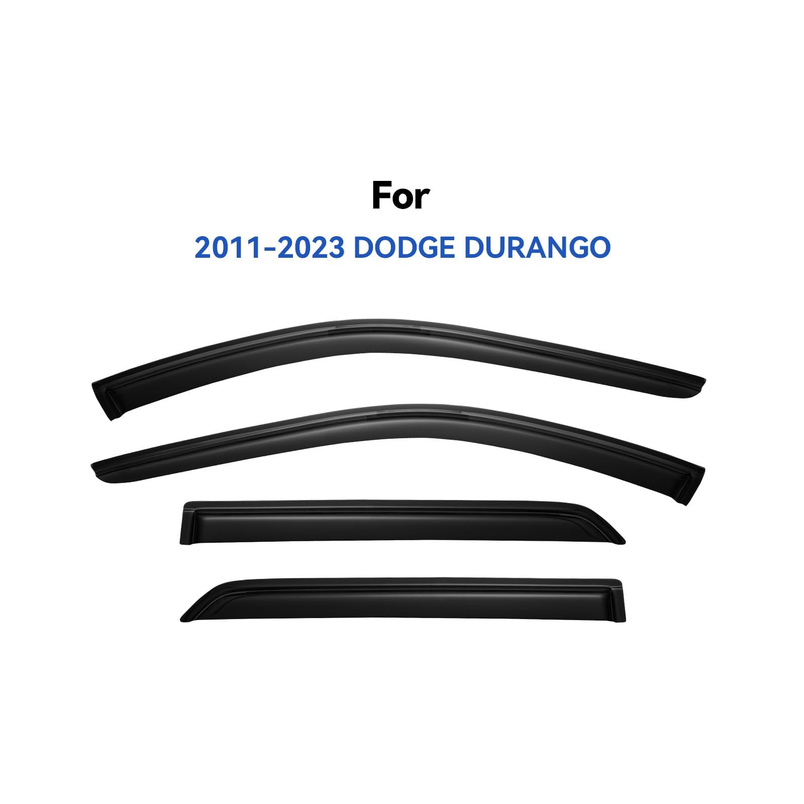 YQAUTEC Window Visors Rain Guards, Dark Smoke Tinted, Out-Channel Deflectors for 2011-2025 Dodge Durango, Model YD-142-P