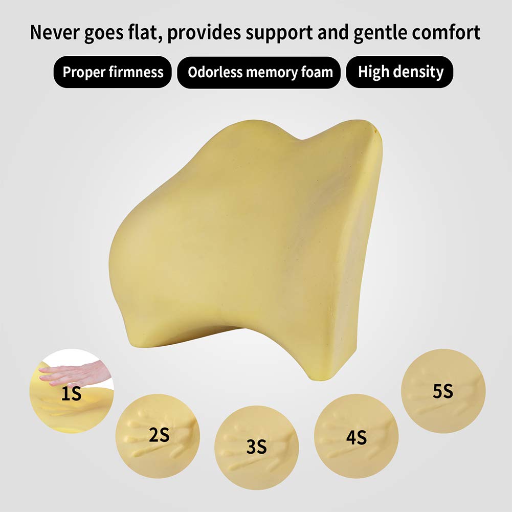 Tishijie Memory Foam Lumbar Support Pillow For Car - Back Support For Car Seat (Beige)