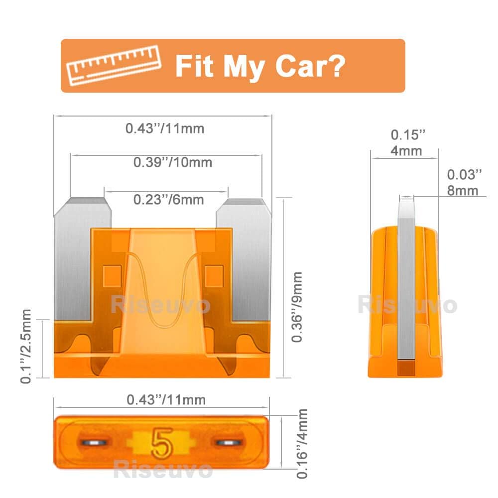 140Pcs Low Profile Mini Blade Fuses - Riseuvo Car Automotive Low Profile Fuses With Puller Tool (2 3 5 7.5 10 15 20 25 30 35 Amp