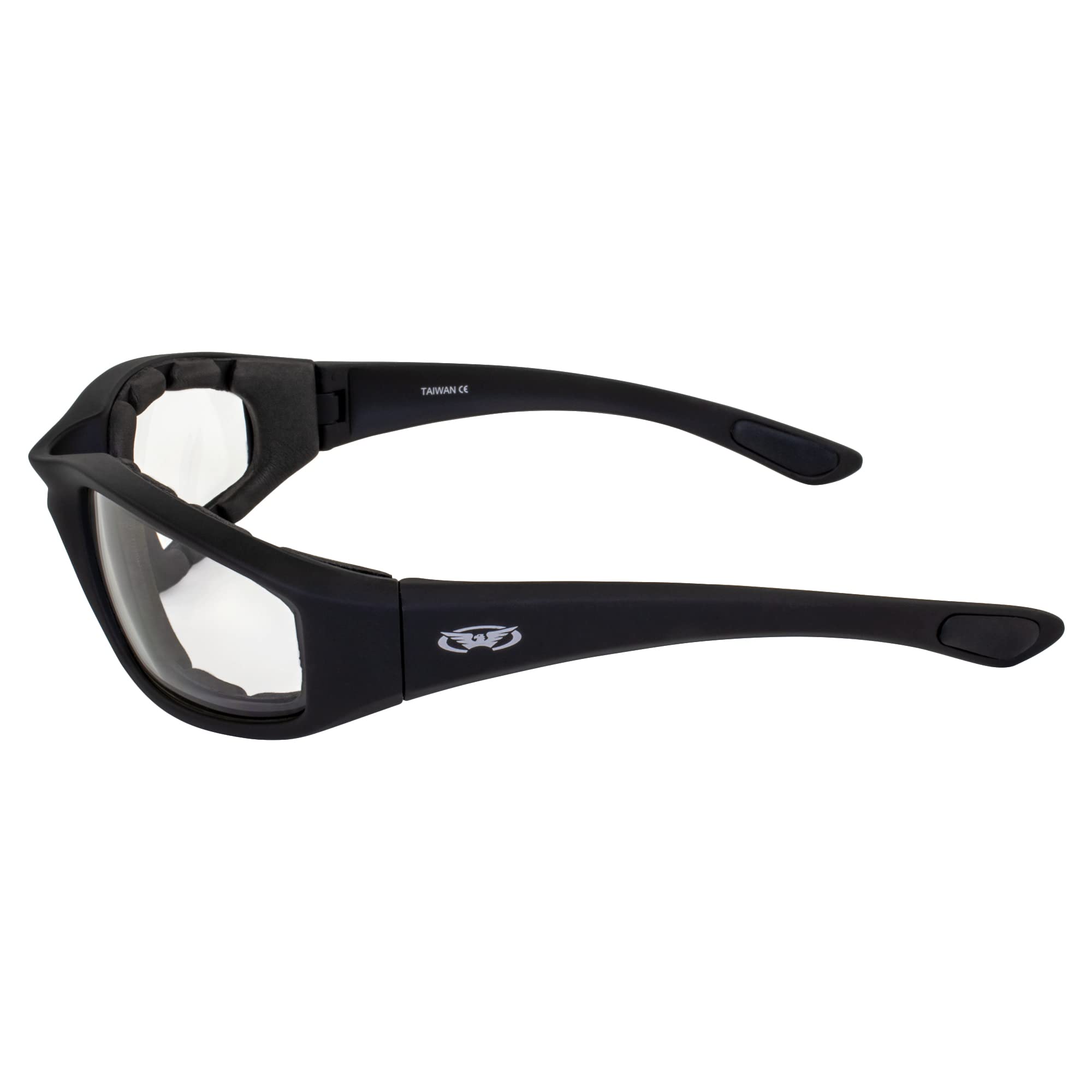 3 Pairs Of Global Vision Kickback Black Foam Padded Motorcycle Riding Sunglasses 1 Clear Lens 1 Smoke Lens And 1 Yellow Lens