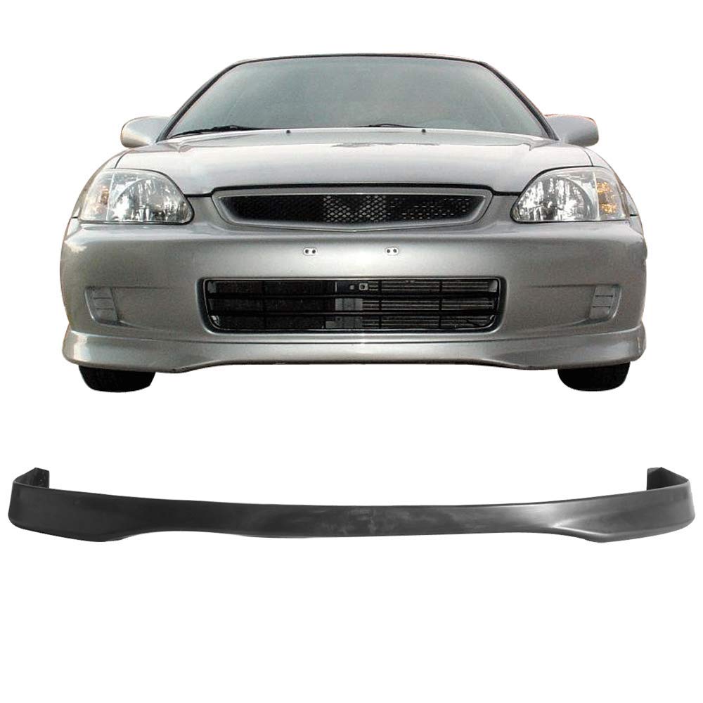 Freemotor802 Compatible With 1999-2000 Honda Civic Front Bumper Lip  T-R Style Black Pp Spoiler Guard Splitter Valance Chin -Like New