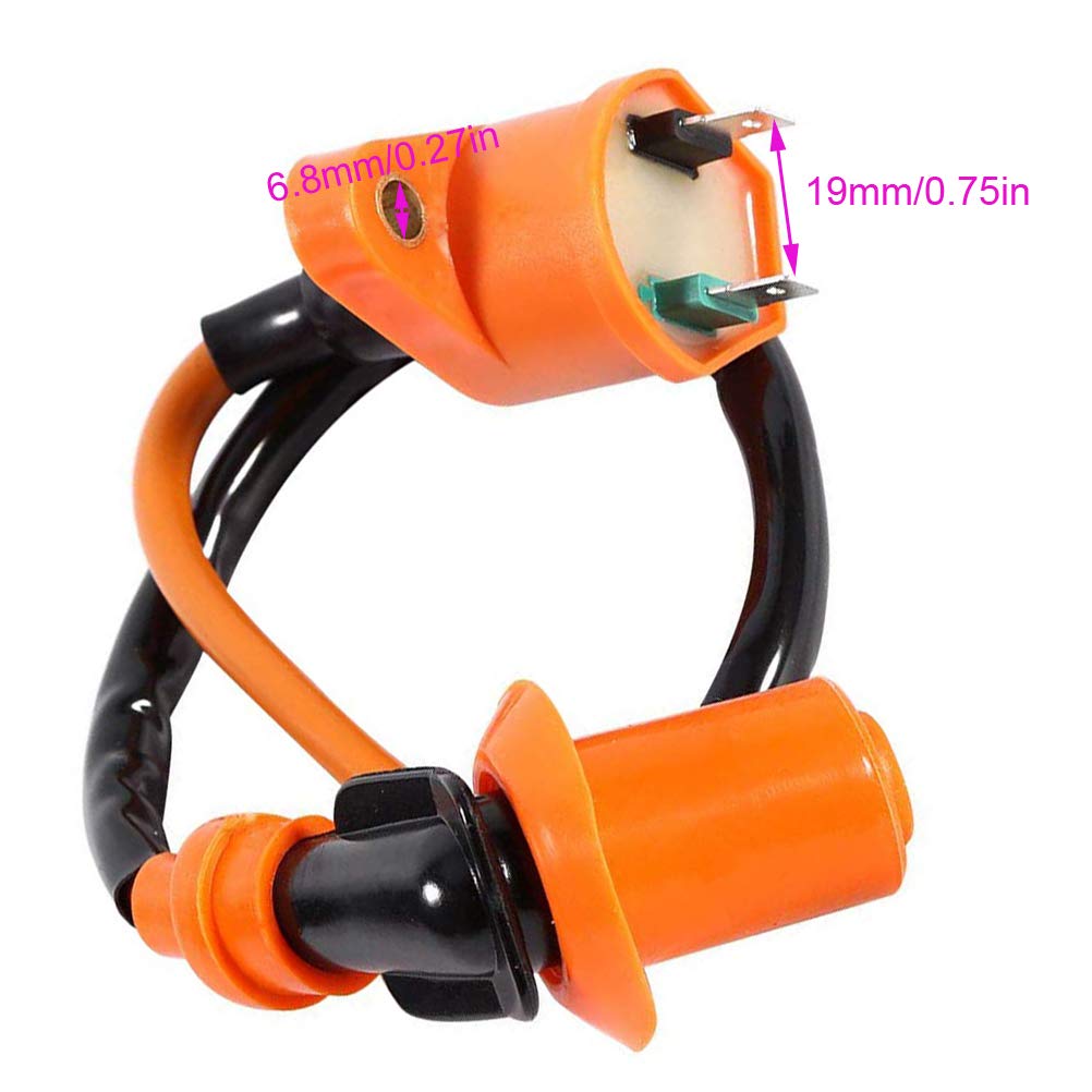 High Performance Racing Ignition Coil for GY6 50cc 150cc 125cc ATV Moped Scooter Parts with 6 Pin CDI 3 Electrode Spark Plug - S