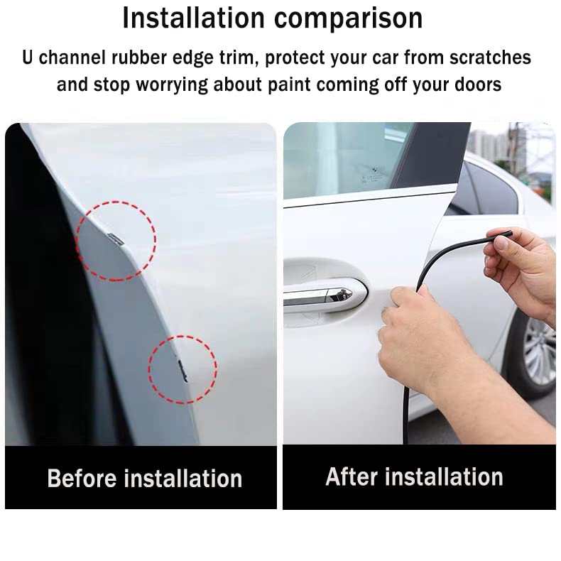 Car Door Edge Guards Self Adhesive Rubber U Channel Edge Trim Metal Edge Protection Guard For Most Car Doors, Hatches, Lockers,