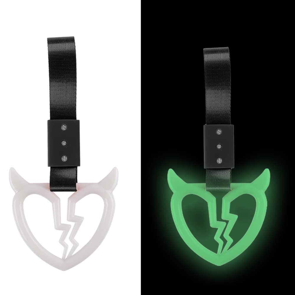 Q1-TECH, JDM Tsurikawa Ring Japanese Subway Train Bus Car Handle Devil Horn Broken Heart Handle Hand Strap Rear Front Bumper War