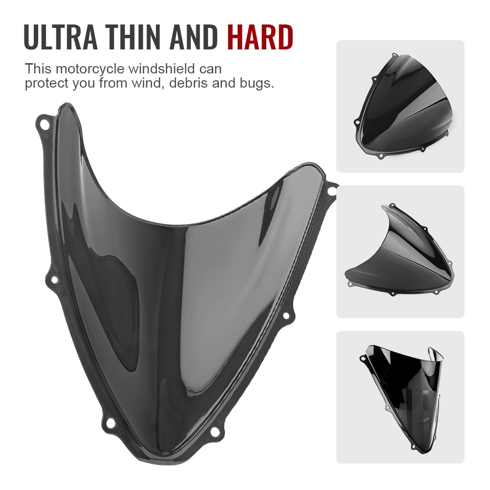 GZYF Smoke Tinted Windscreen Windshield Set for Suzuki GSXR 600 750 2006 2007 06 07 K6 Black