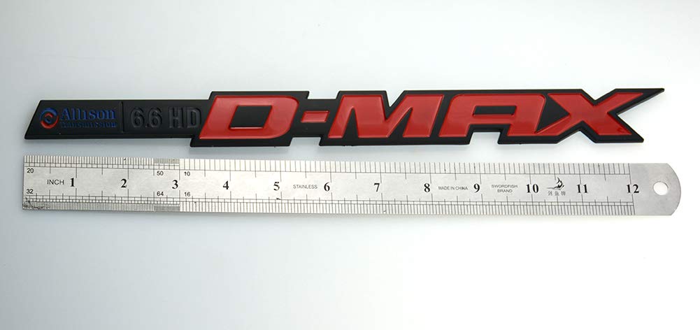 Pair Set Duramax Dmax Allison 6.6Hd Emblems 3D Badge Sticker Replacement For Silverado 2500Hd 3500Hd (Black Red)