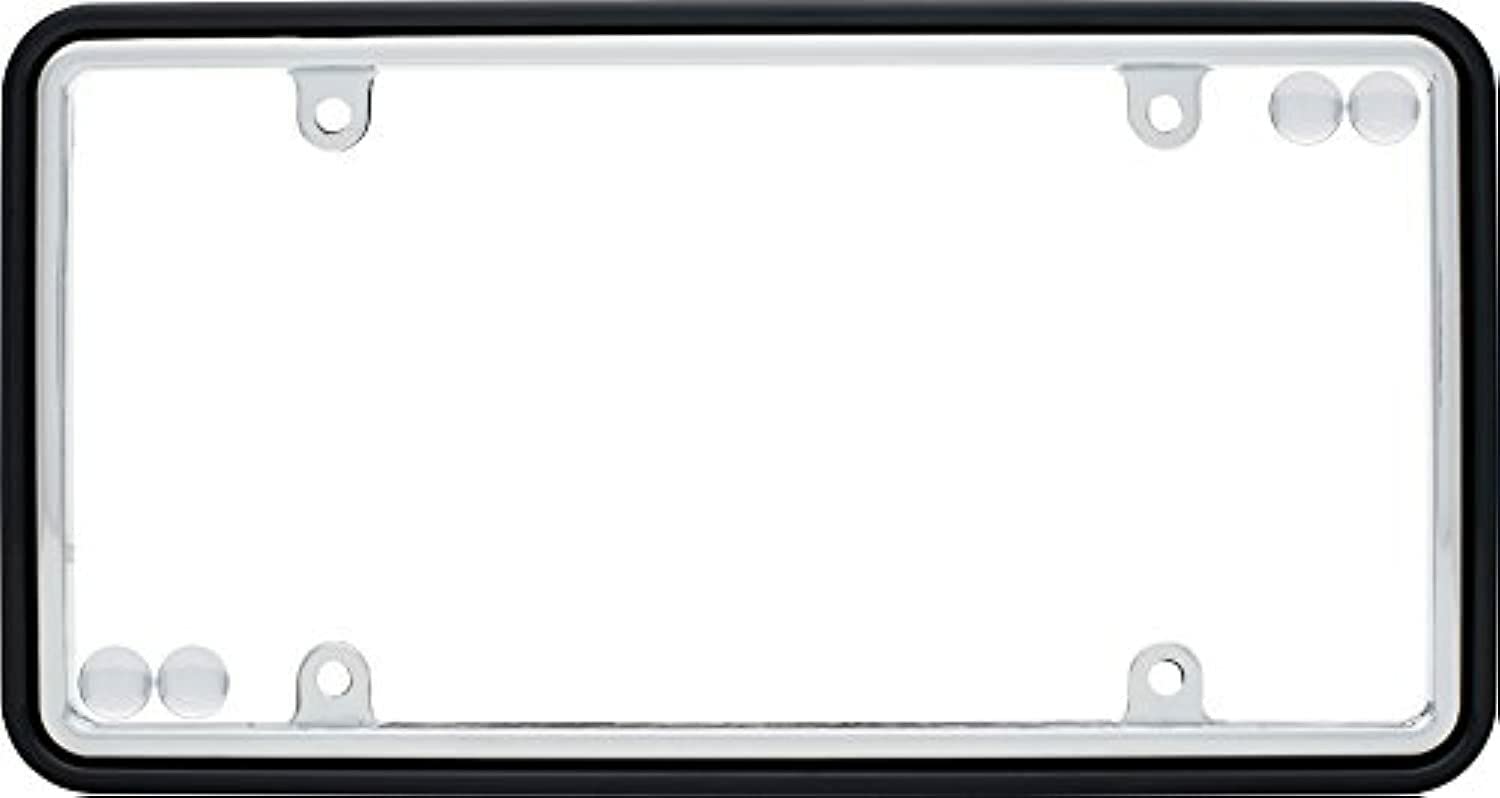 Cruiser Accessories 63350 Two Tone License Plate Frame, Chrome/Black W/Fastener Caps, 1 Frame