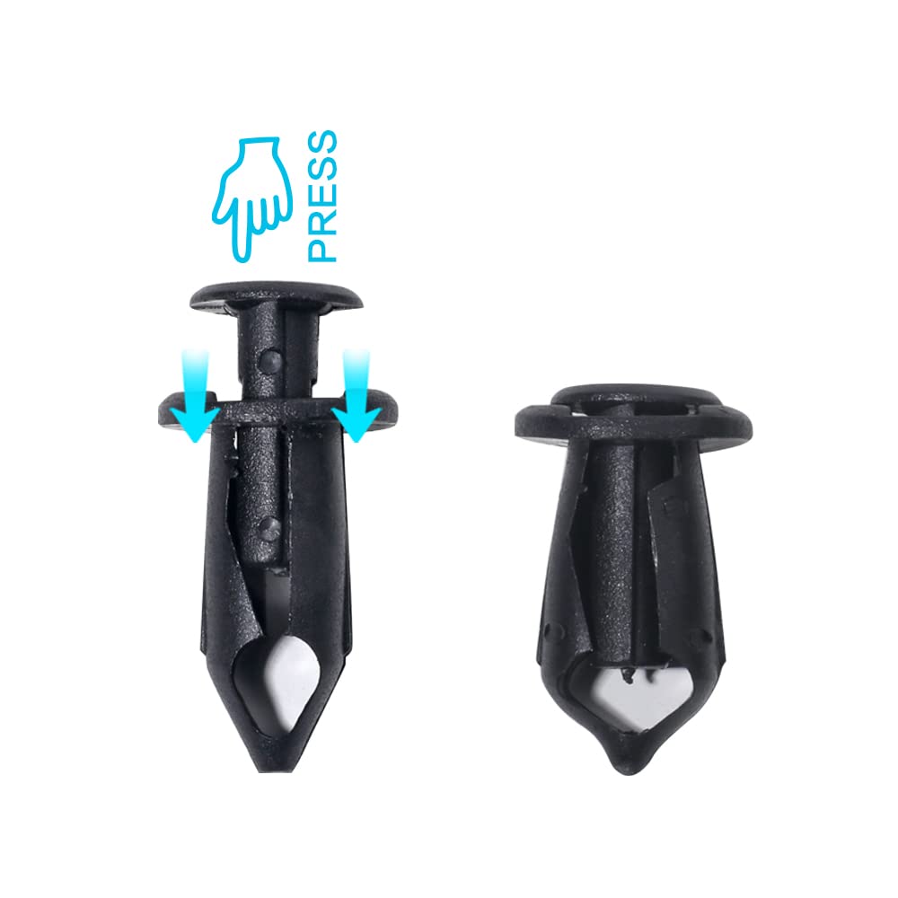 Banseko 100 Pieces Plastic Black Fender Clips,Nylon Plastic Fastener Push Type Fender Retainer Pins Rivets Bumper Clips For Honda Rancher Foreman Rubicon Rincon Trx680 Trx650,8Mm