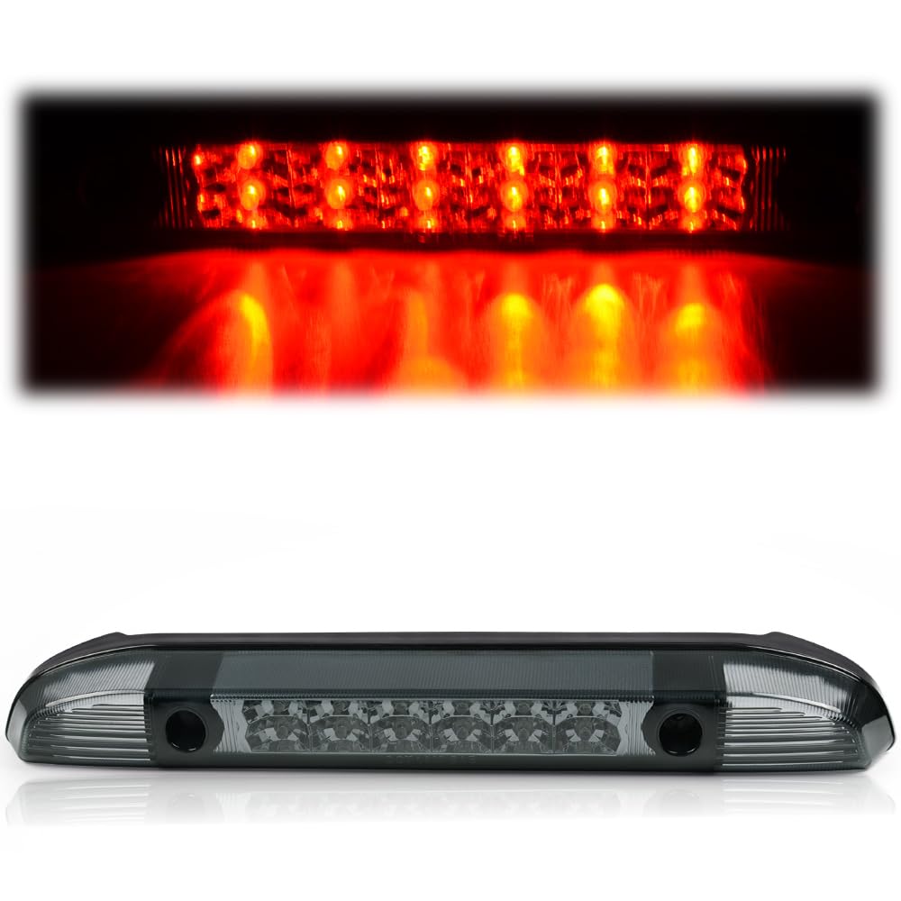 Cheda Third 3D Brake Lights, Compatible With 2001-2004 Nissan Frontier Pickup, Smoky Lens Clear Housing Led Bar Tail Cargo Lamp
