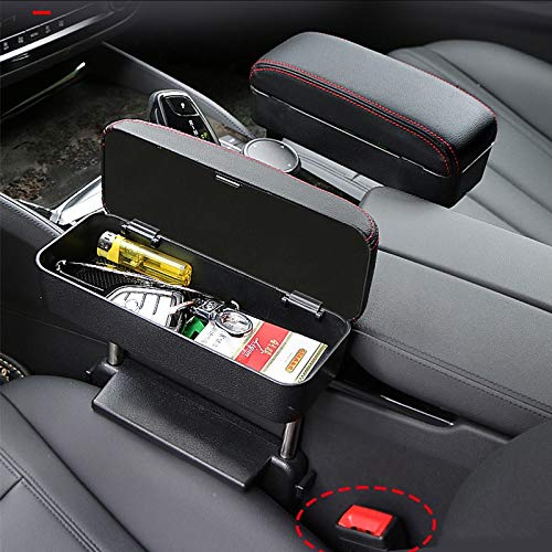 Jeyoda Car Armrest Box Adjustable Pad Refit Car Central Lift Armres Storage Organizer Box Arm Rest(Black Line)