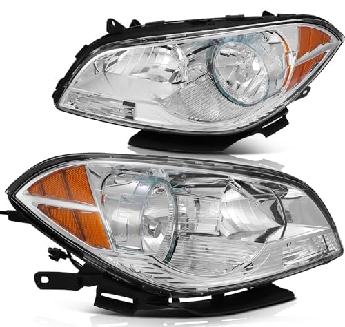 LBRST Headlight Fit 2008-2012 for Malibu Chrome Housing Amber Reflector Pair Headlight Assembly 25984638