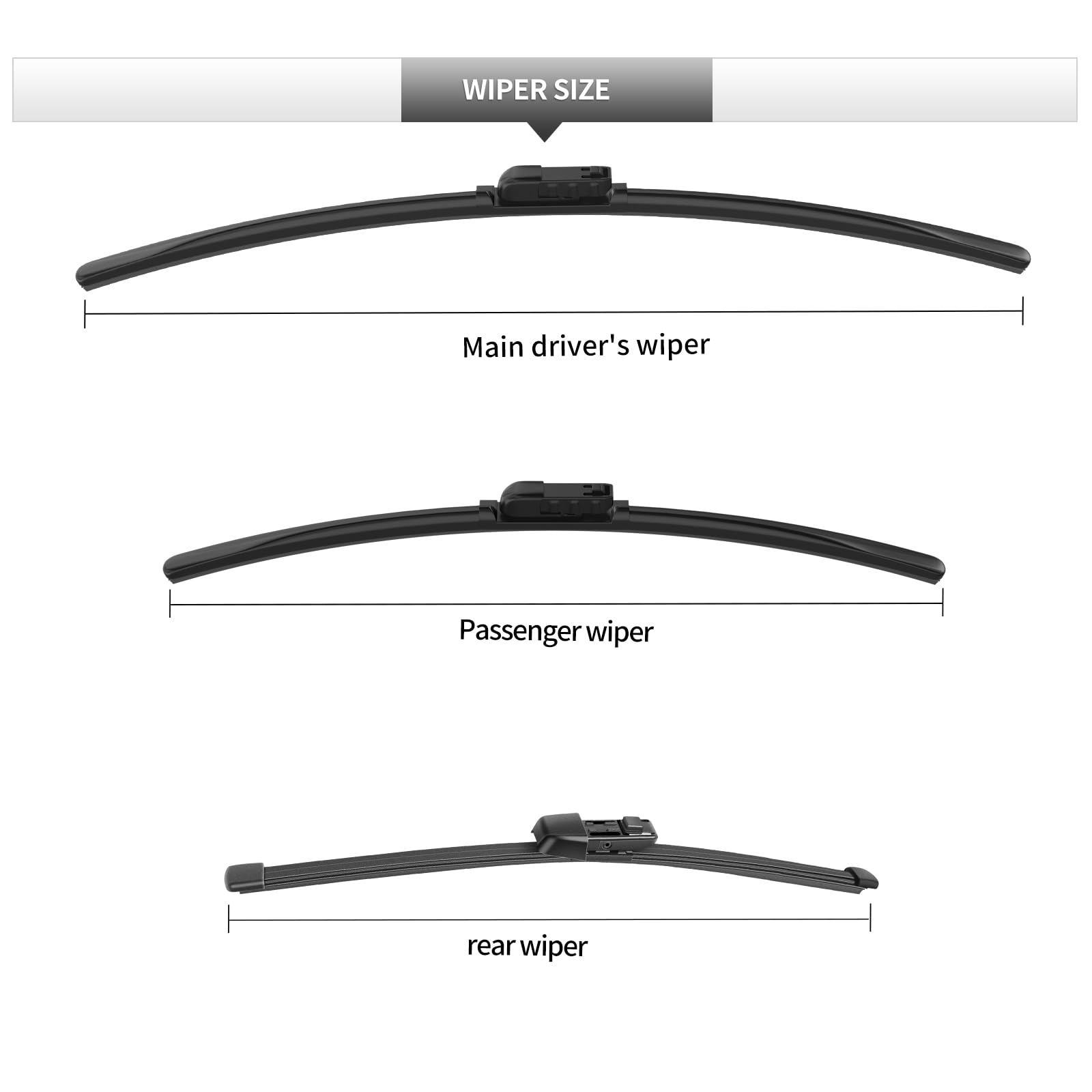GARDIMU Replacement for Volkswagen Taos 2022 2023 2024 Windshield Wiper Blade, 3 Pieces of Car Front and Rear Window Wiper Blade