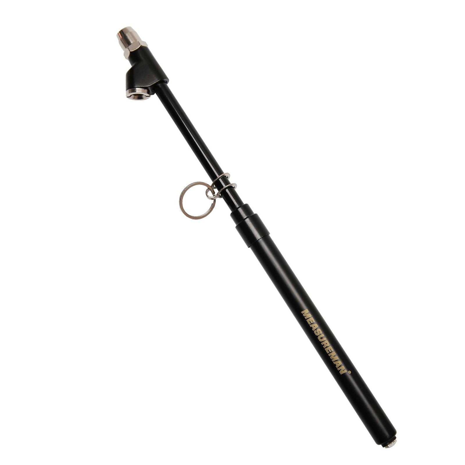 Measureman Heavy Duty Dual Head Truck Tire Gauge, Solid Brass Body, Black Painting, Aluminum Slide, with Hook, Range 10-150psi/k