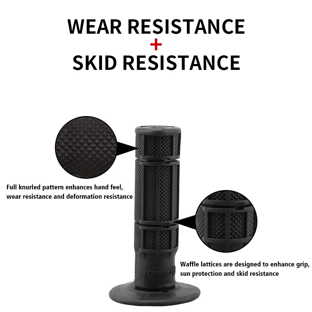 NIBBI Motorcycle Hand Grips, 7/8'' 22mm 24mm Dirt Bike Grips,Universal Motorcycle Handlebar Grips,ATV Twist Throttle,Non-Slip Ru
